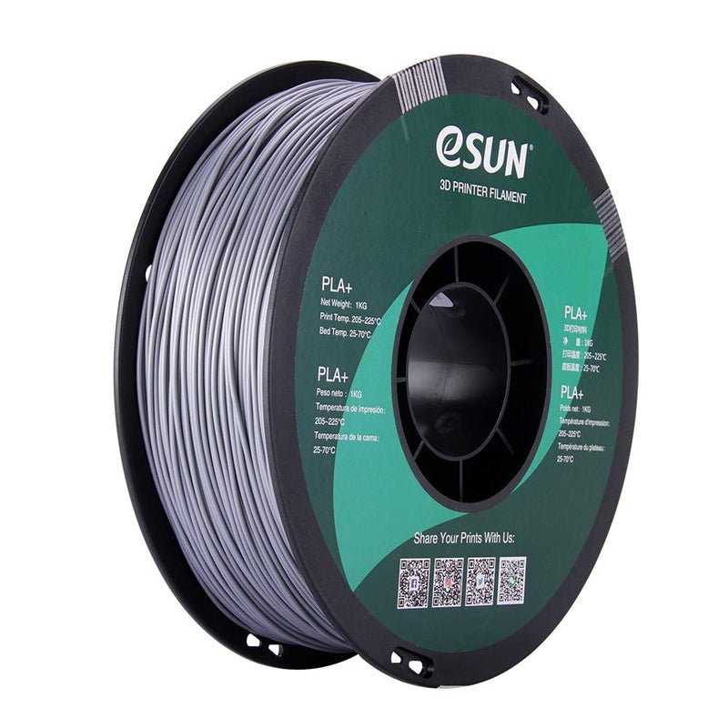 eSUN PLA PRO (PLA+) 3D Printer Filament, Dimensional Accuracy +/- 0.03mm, 1kg, Plastic Spool, 1.75mm, Silver, (Pantone 423C) - Image 1